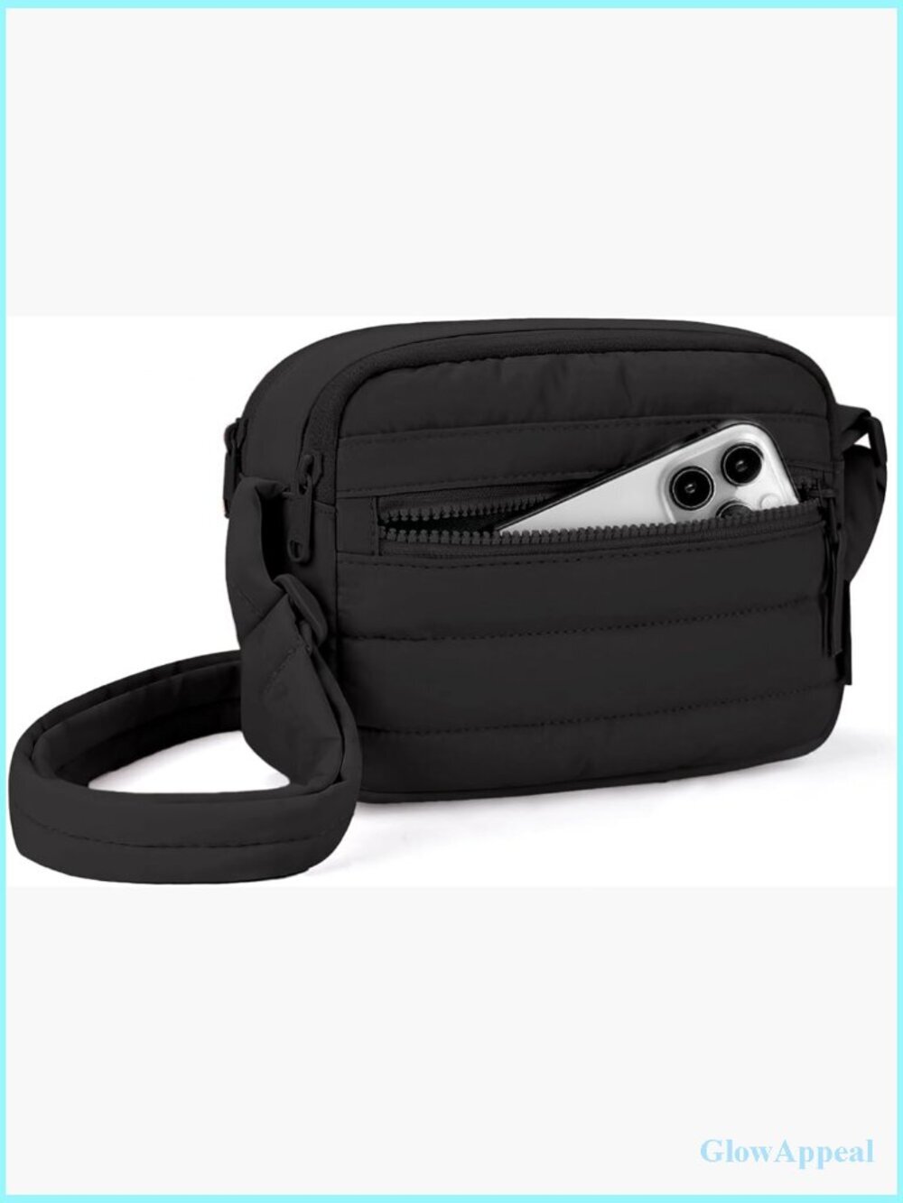 Puffy Mini Crossbody Bag with RFID Blocking, Nylon Travel Purse, Adjustable